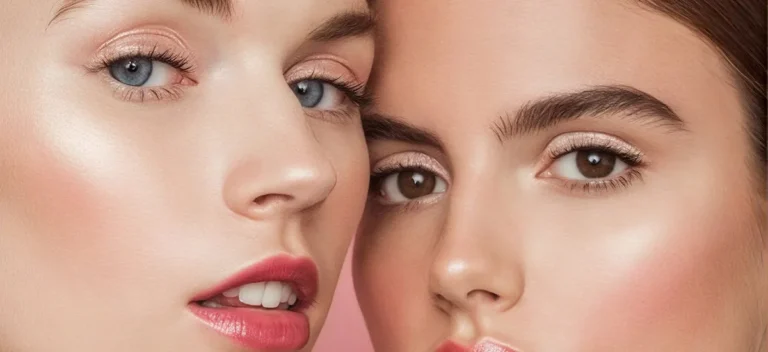 Two women posing to show their makeup foundation